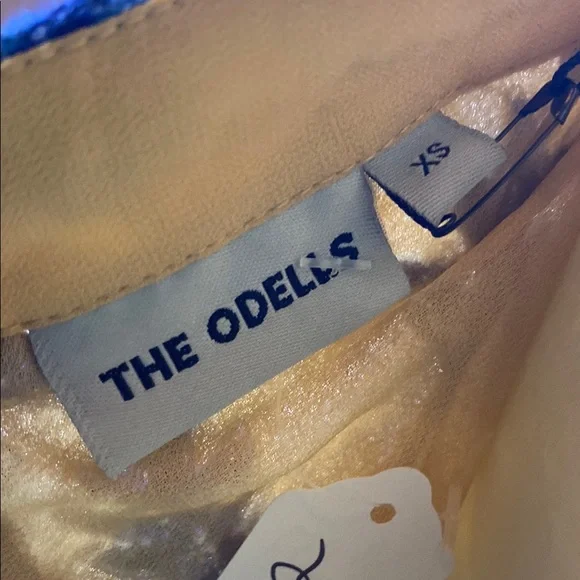 Blue and Gold Sheath Mini Dress with Spaghetti Straps - Picture 2 of 5